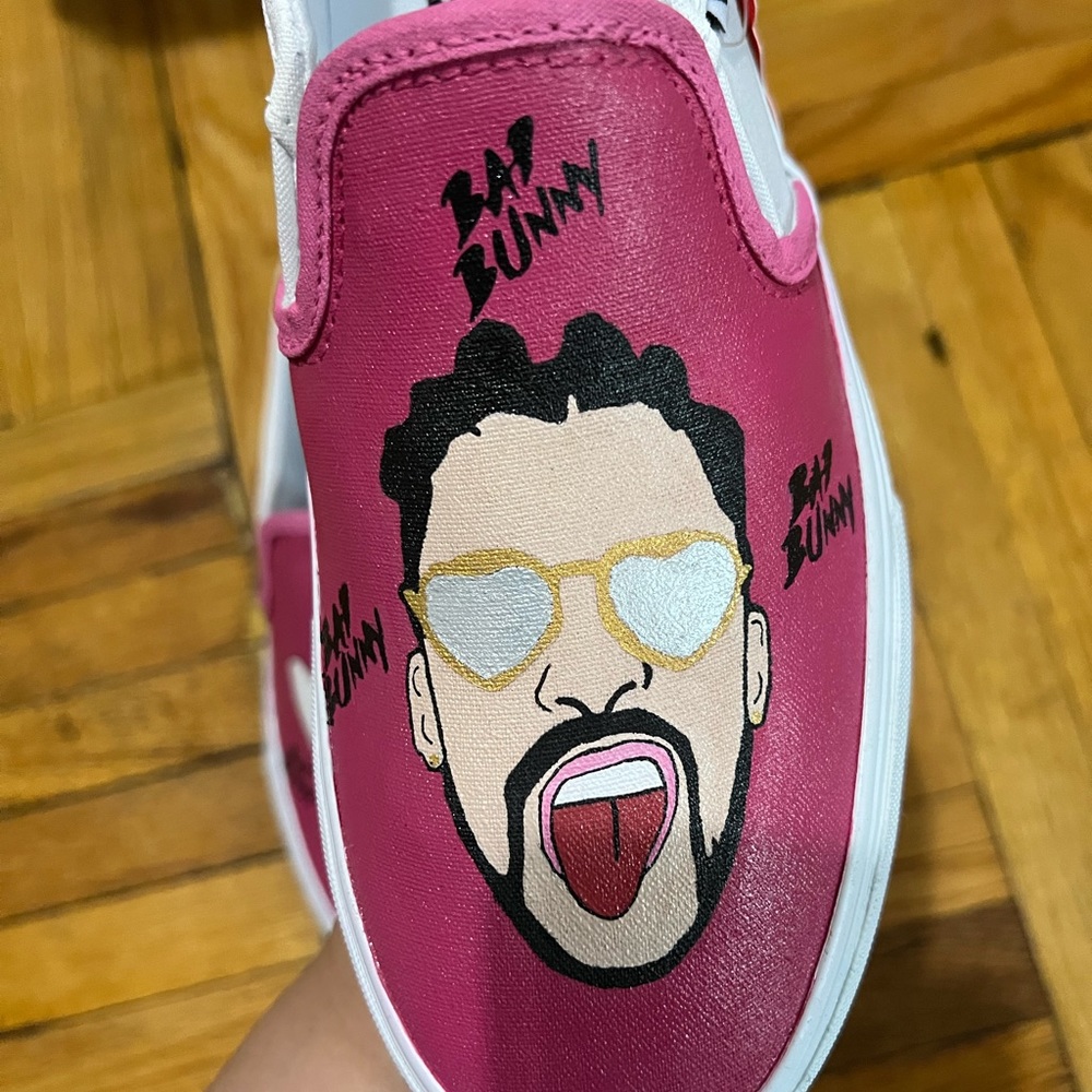 Custom made bad bunny vans .